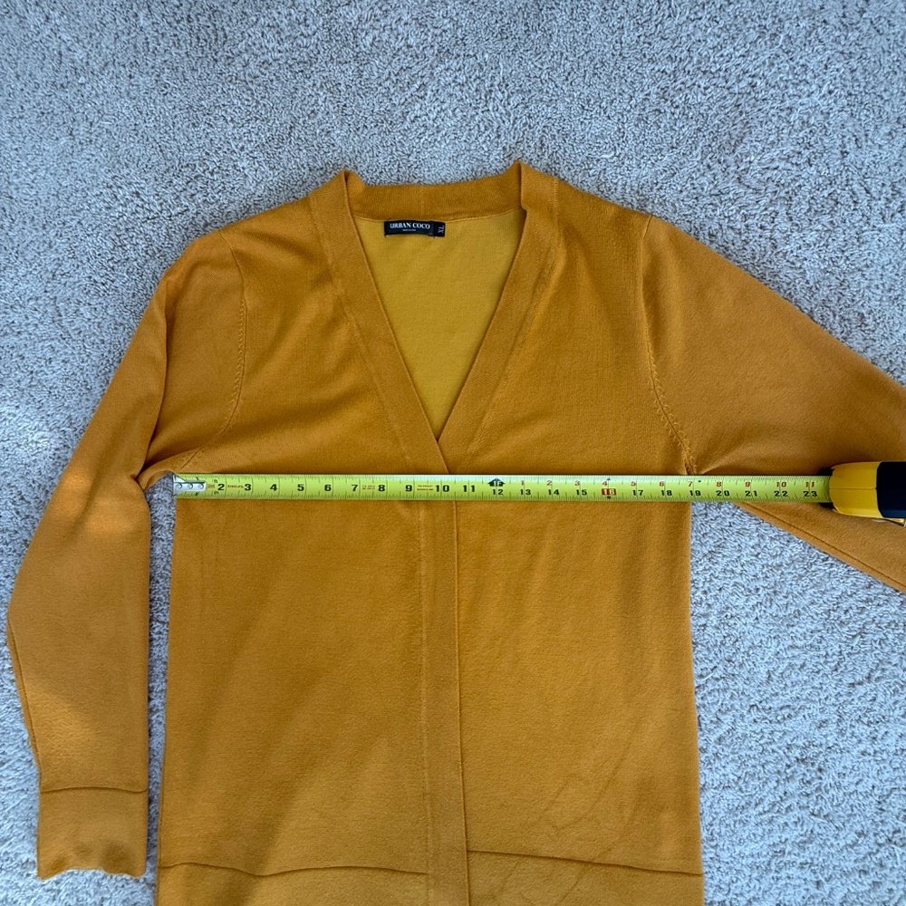 Urban Coco Mustard Yellow Open Front Cardigan Size XL - Picture 7 of 9